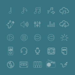 music icon set line version, vector eps10