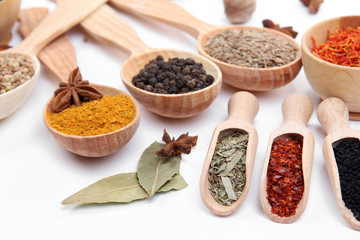 Various spices and herbs close up