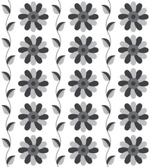 Seamless pattern the grey flower pattern for background. Vector