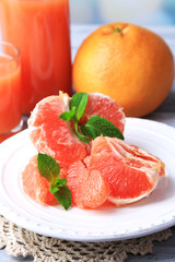 Ripe peeled grapefruits