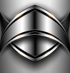 3D Background, shield with polished metal