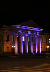 Theater building at night