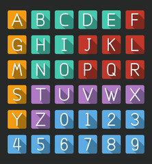 line alphabet & number flat icon style