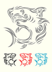 Shark tribal art vector decoration.