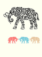 Elephant ornate art vector decoration.