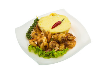 Garlic shrimps with potato