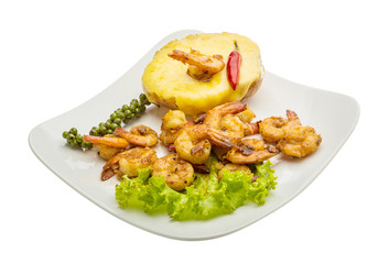 Garlic shrimps with potato