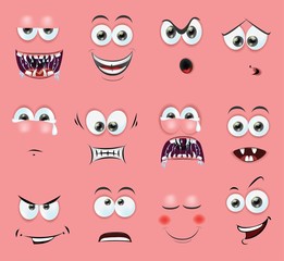 Мультфильм лица с эмоциями