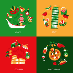 Naklejka premium Italy decorative set
