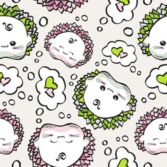 love hedgehogs seamless pattern kawaii style.
