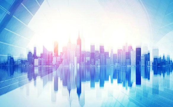 Double exposure of modern city views