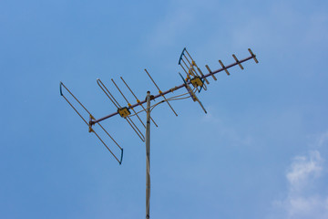 Classic Antenna like analog for TV on blue sky