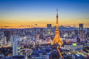Foto auf Alu-Dibond Skyline von Tokio Japan © SeanPavonePhoto