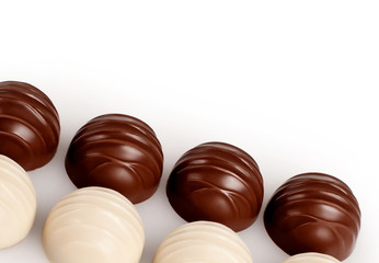 Chocolate on white background. Candy. Collection.