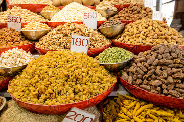 Mix of various dried fruits on sale