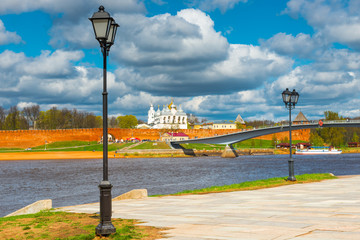 Fototapeta na wymiar beautiful cityscape. View of the Novgorod Kremlin, Russia