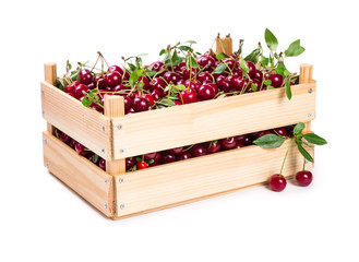 Cherries in wooden box