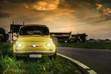 Fototapeta na wymiar Small vintage italian car Fiat Abarth