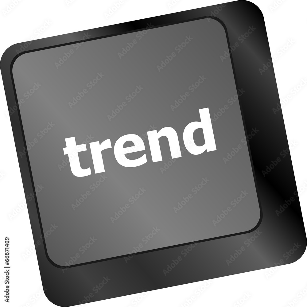 Aufkleber trend button on computer keyboard, business concept
