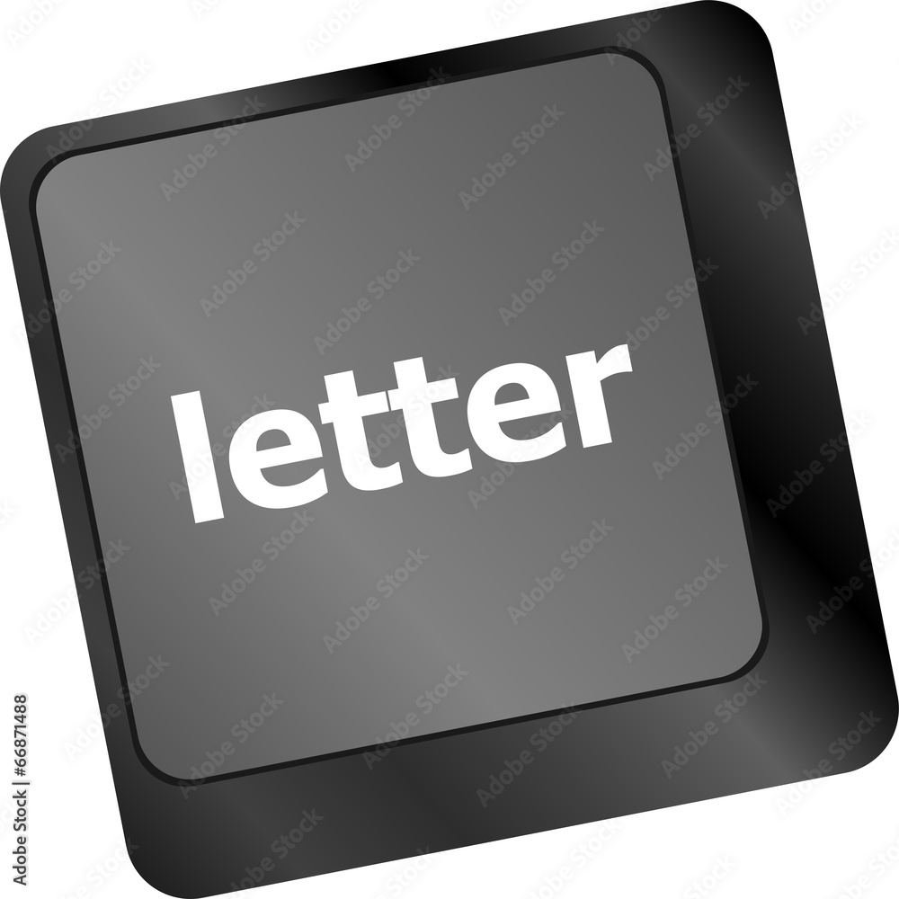 Poster computer keyboard with letter key - internet concept