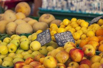 Small red apples in sold at local market in central Greece