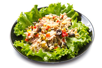 tuna salad with rice and vegetables