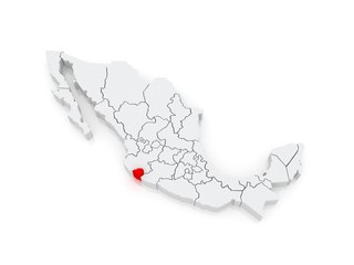 Map of Colima. Mexico.