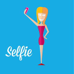 Taking Selfie Photo on Phone . vector illustration