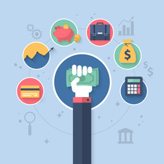 Flat Icons for Finance and Savings