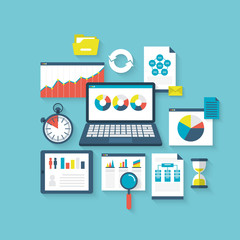 Flat Icons for Analytics and Big Data