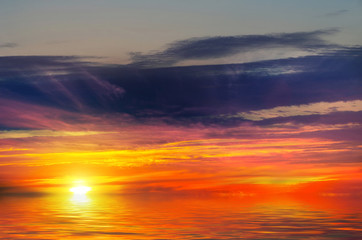 Sunset-fire against the sea. Natural composition