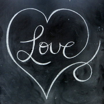 “Love” Decorative Heart on Blackboard (valentine’s day chalk)