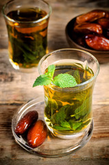 traditional turkish arabic tea with mint