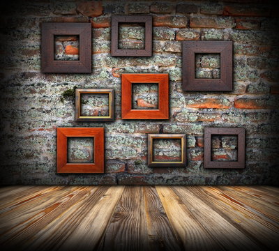frames on weathered wall
