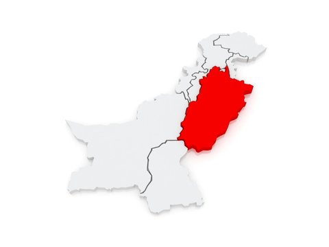 Map of Punjab. Pakistan.