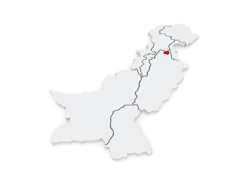Map of Federal Capital Territory Islamabad. Pakistan.