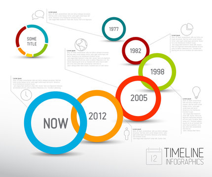 Infographic light timeline report template with circles