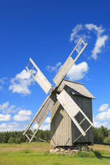 Fototapeta na wymiar Old wooden windmill, Hiiumaa island, Estonia