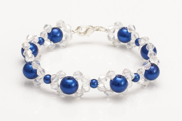 Blue bubbles bracelet with swarovski crystals isolated