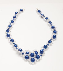 Blue beads necklaces with swarovski crystals isolated