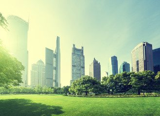 Fototapeta premium park in lujiazui financial center, Shanghai, China