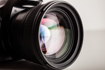 Camera lens close-up - obrazy, fototapety, plakaty