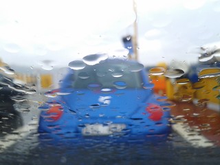 Car in the rain abstract