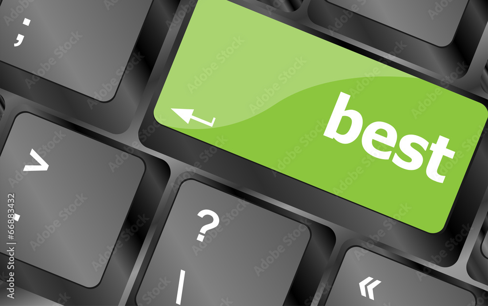 Poster best button on keyboard with soft focus