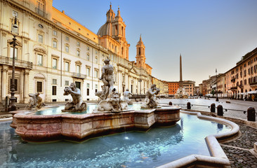 Fototapeta na wymiar Piazza Navona, Fontana del Moro, 1654, Roma