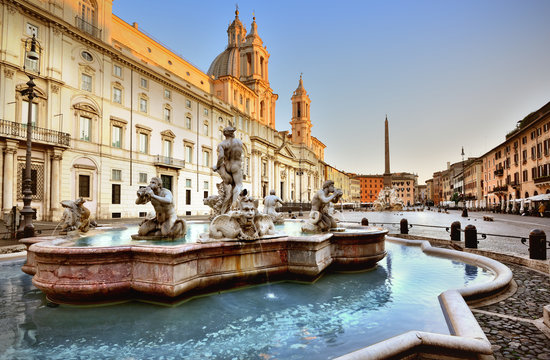 Fototapeta Piazza Navona, Fontana del Moro, 1654, Roma