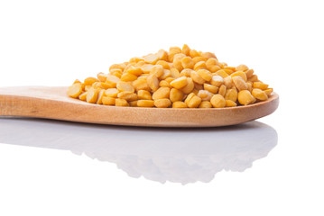 Dried Dal Lentil On Wooden Spoon