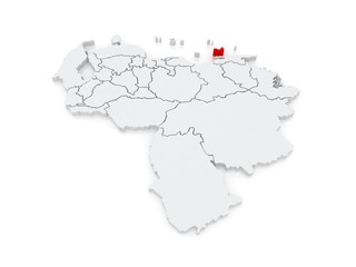Map of Nueva Esparta. Venezuela.