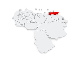 Map of Sucre. Venezuela.