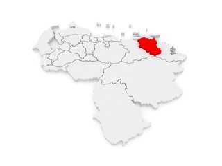 Map of Monagas. Venezuela.
